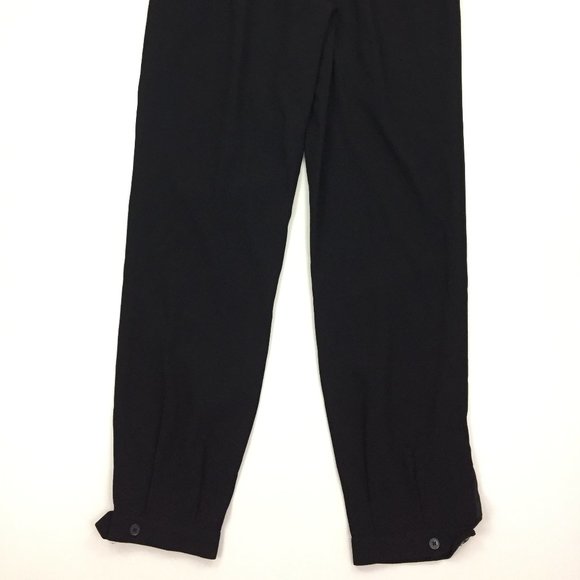 BABATON Black Japanese Fabric Button Hem Pleats Front Tapered Leg Dress Pants - Picture 9 of 9